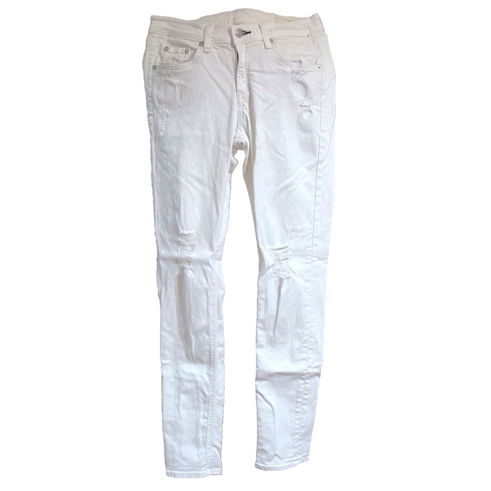 Rag & Bone Women Dash Slouchy Skinny Jeans Size 25 White Distressed